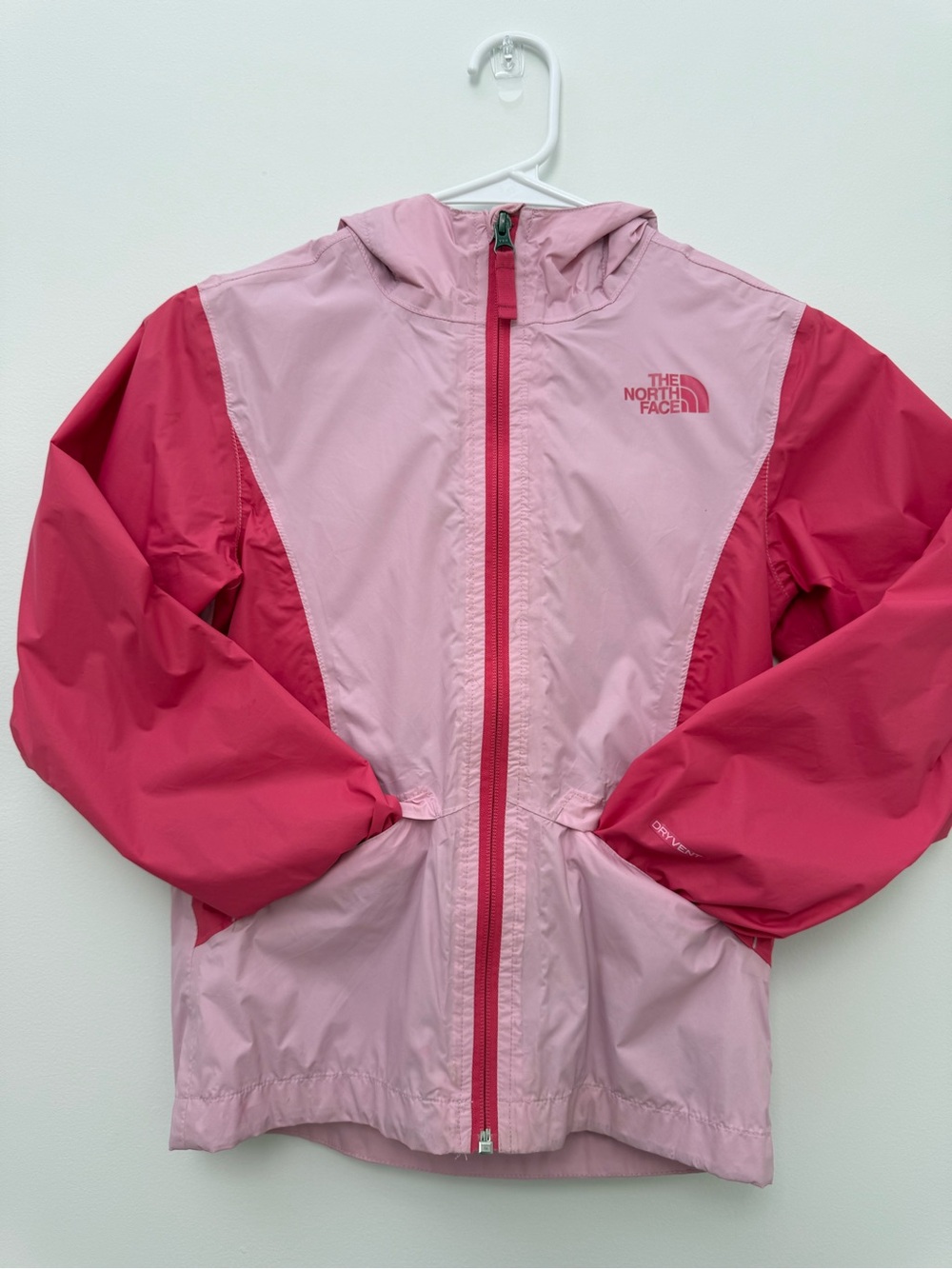 The North Face Girls' Two-Tone Pink Hooded Rain Jacket